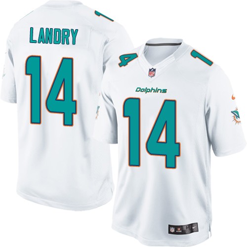 Men's Limited Jarvis Landry Nike Jersey White Road - #14 NFL Miami Dolphins